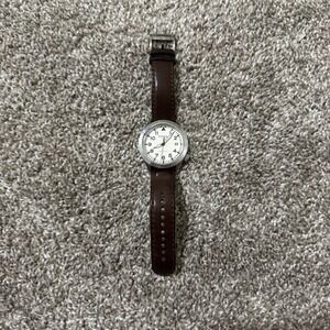 Fossil AM4514 Men's Watch Analog Black Dial Date Display Leather Band Brown B894